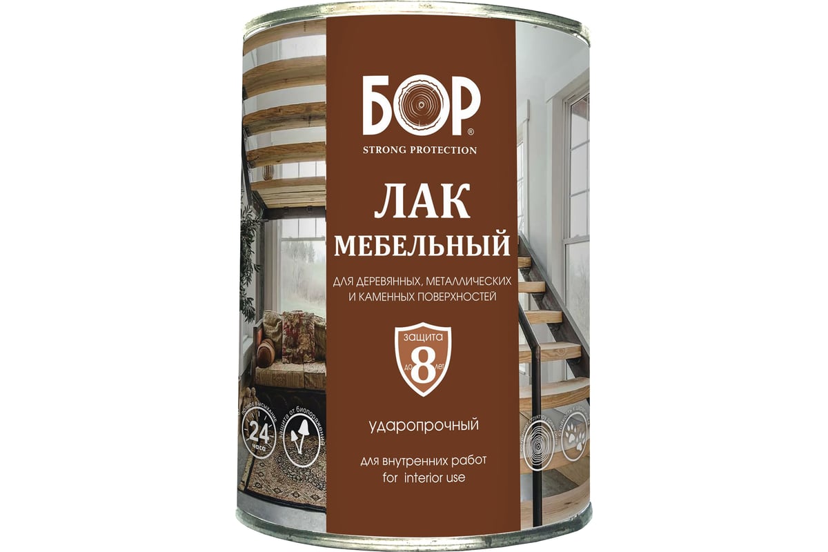 Лак для мебели Бор ПФ-283, глянцевый, 0,8 кг